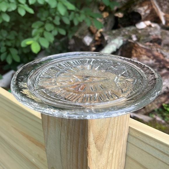 Pressed Clear Glass Round Sundial Design with Roman Numerals Small Cheese Plate - Picture 3 of 4
